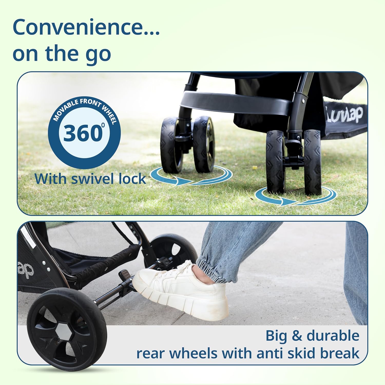 LuvLap Galaxy pram for baby with a robust 5-point safety harness, deep blue fabric, and comfortable design, ideal for safe and smooth rides for infants and young children. www.usmile.toys